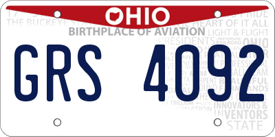 OH license plate GRS4092