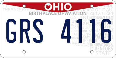 OH license plate GRS4116