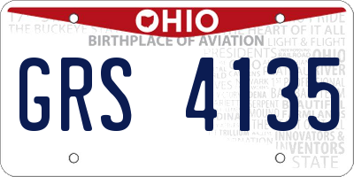 OH license plate GRS4135