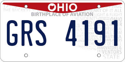 OH license plate GRS4191
