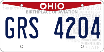 OH license plate GRS4204