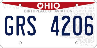 OH license plate GRS4206