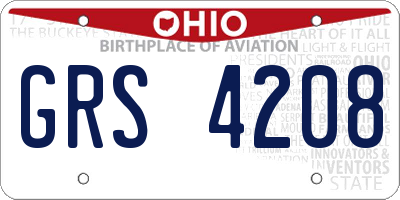 OH license plate GRS4208