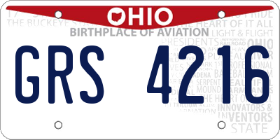 OH license plate GRS4216