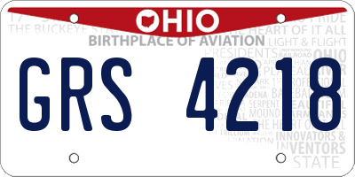 OH license plate GRS4218