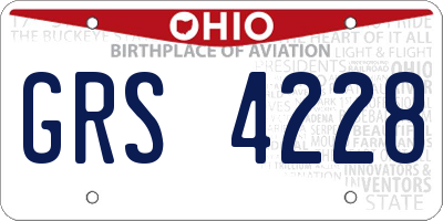 OH license plate GRS4228