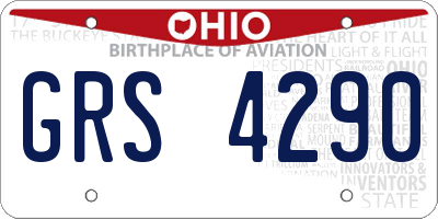OH license plate GRS4290
