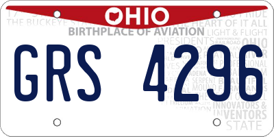 OH license plate GRS4296