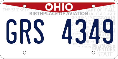 OH license plate GRS4349