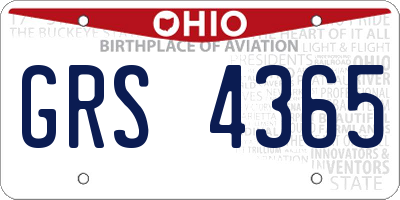 OH license plate GRS4365