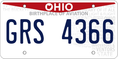OH license plate GRS4366