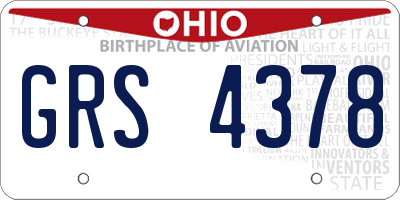 OH license plate GRS4378
