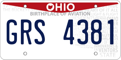 OH license plate GRS4381