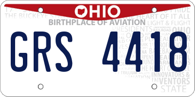 OH license plate GRS4418