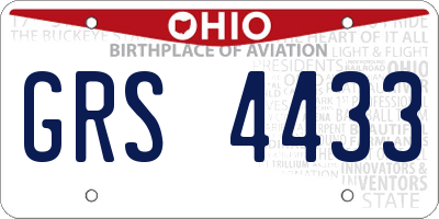 OH license plate GRS4433