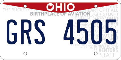 OH license plate GRS4505