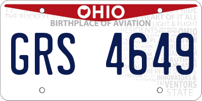 OH license plate GRS4649