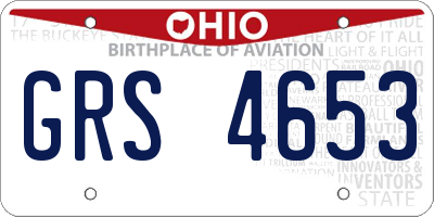 OH license plate GRS4653