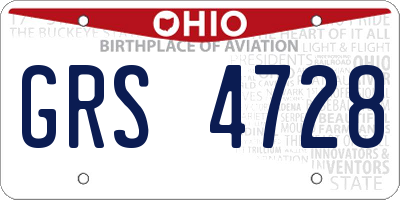 OH license plate GRS4728