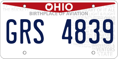 OH license plate GRS4839