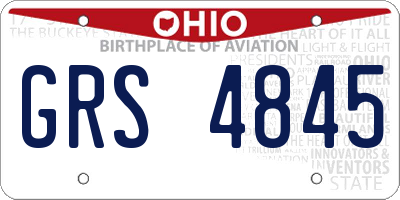 OH license plate GRS4845