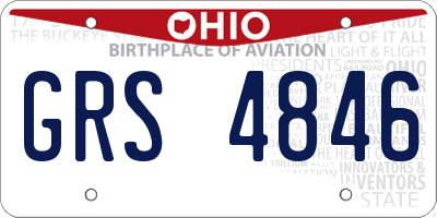 OH license plate GRS4846