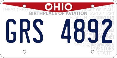 OH license plate GRS4892
