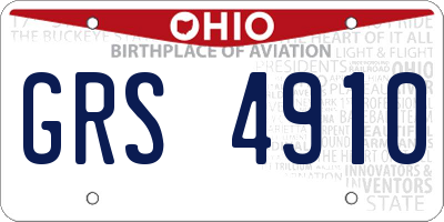 OH license plate GRS4910