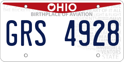 OH license plate GRS4928