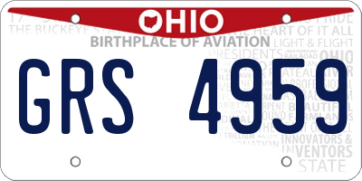 OH license plate GRS4959
