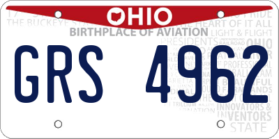 OH license plate GRS4962