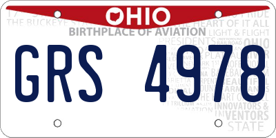 OH license plate GRS4978