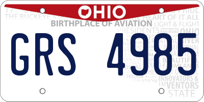 OH license plate GRS4985
