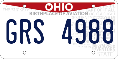 OH license plate GRS4988