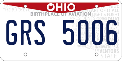 OH license plate GRS5006