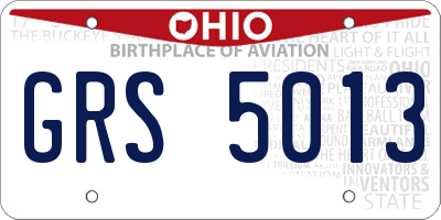 OH license plate GRS5013