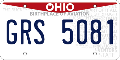OH license plate GRS5081