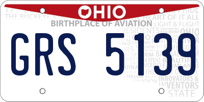 OH license plate GRS5139