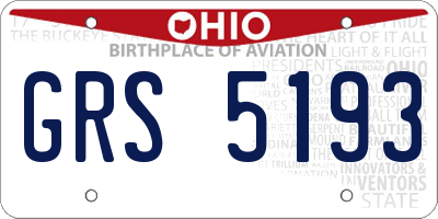 OH license plate GRS5193