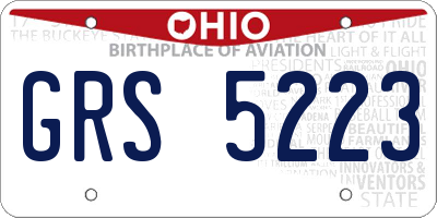 OH license plate GRS5223