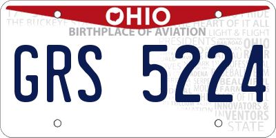 OH license plate GRS5224