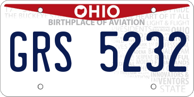 OH license plate GRS5232