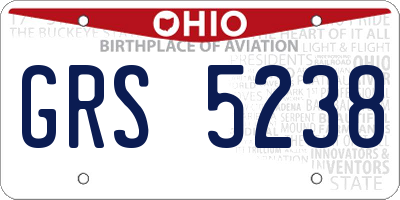 OH license plate GRS5238