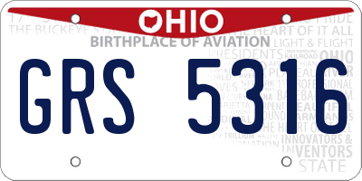 OH license plate GRS5316