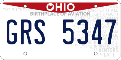 OH license plate GRS5347
