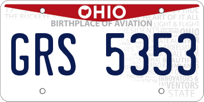 OH license plate GRS5353