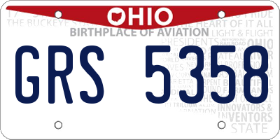OH license plate GRS5358
