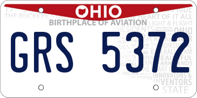 OH license plate GRS5372