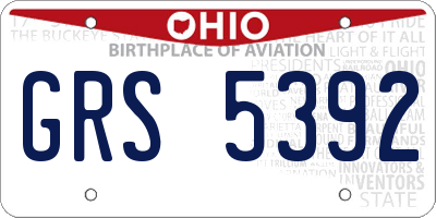 OH license plate GRS5392