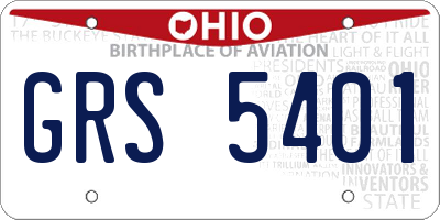 OH license plate GRS5401
